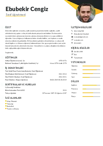 Sınıf Öğretmeni Cv Örnekleri cv indir